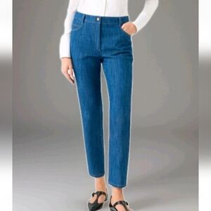 Akris Punto Cropped Jeans Sz 14 36/26 Blue Italian Stretch Denim Preppy City New